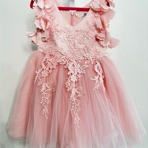 Princess Pink Lace Formal Kids Dress